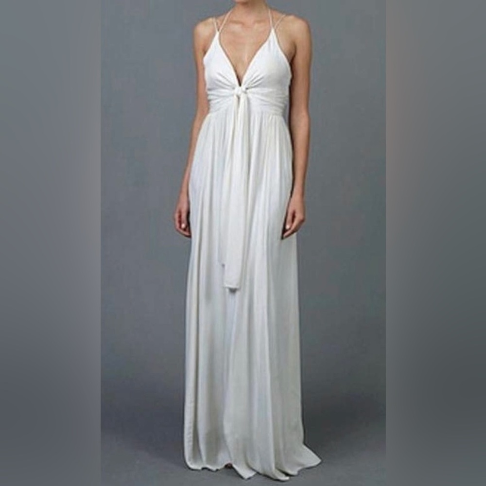 Nicole Miller Womens Size 4 Dress Destination Wedding Gown Ivory Silk Strappy.